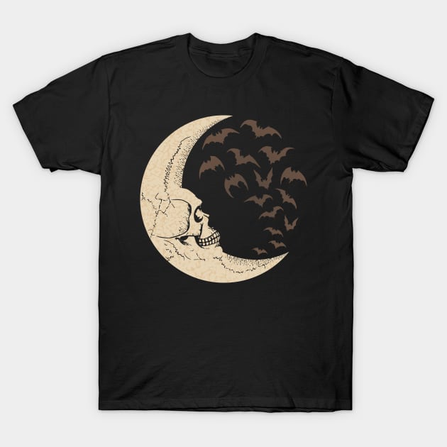 Skull Moon Vampire Bats T-Shirt by RavenWake